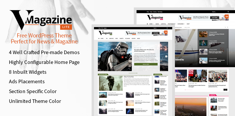 Free Multi Layout News and Magazine WordPress Theme – VMagazine Lite